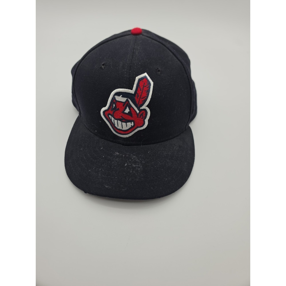 Cleveland Indians Hat Cap Fitted Mens 7 1/2 Blue MLB Baseball Wool New Era